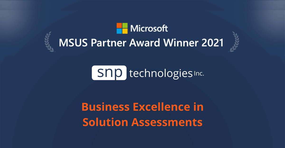 Microsoft US Partner Award Winner for Solution Assessment Microsoft Inspire 2021 