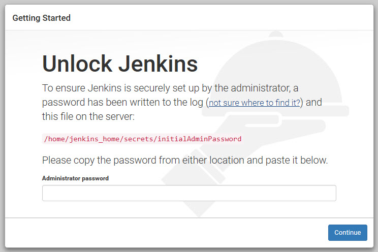 Jenkins Unlock Jenkins screen