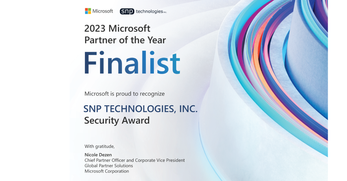 SNP Technologies Inc. Recognized as the Finalist of 2023 Microsoft Partner of the Year for Cloud Security